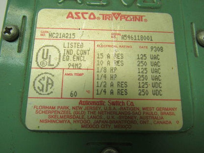 Asco HC21A215 Miniature Watertight Pressure Switch 40-120 PSIG 1/8" NPT