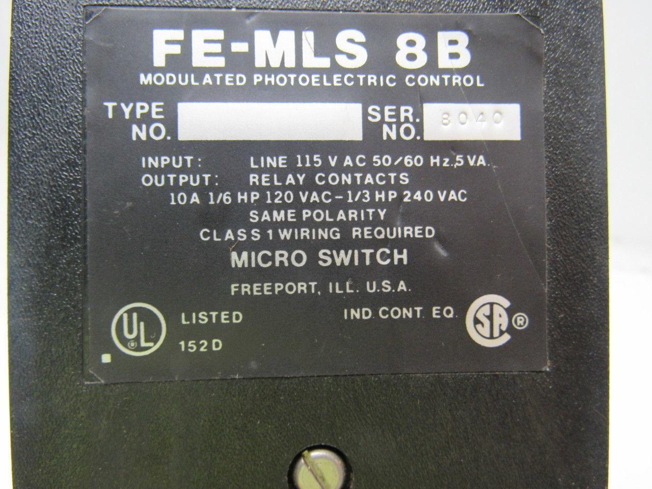 Microswitch FE-MLS8B Modulated Photoelectric Control 115V