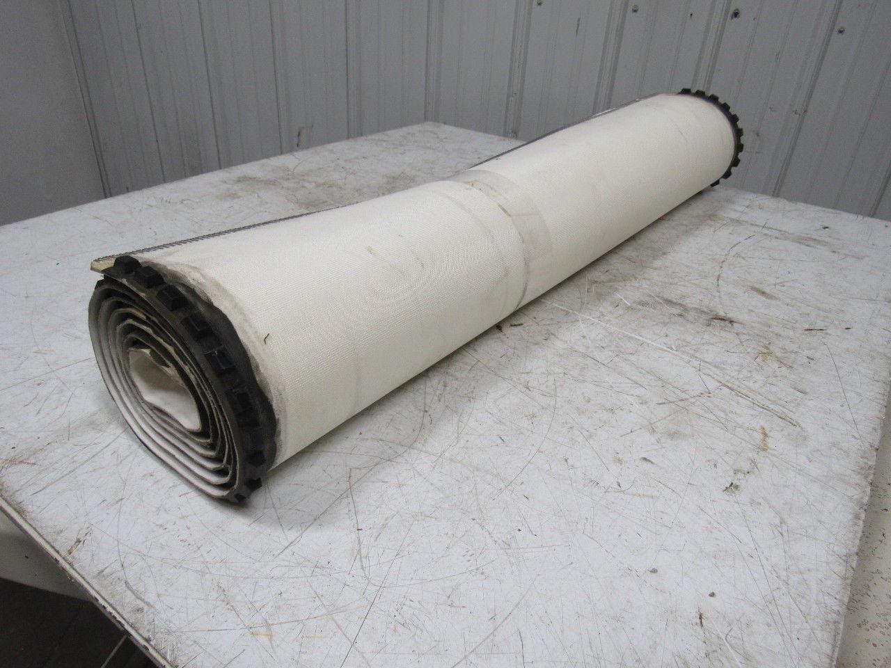 White Rubber Top Conveyor Belt Outside V-Guide 8' X 42-1/2" X 0.080"
