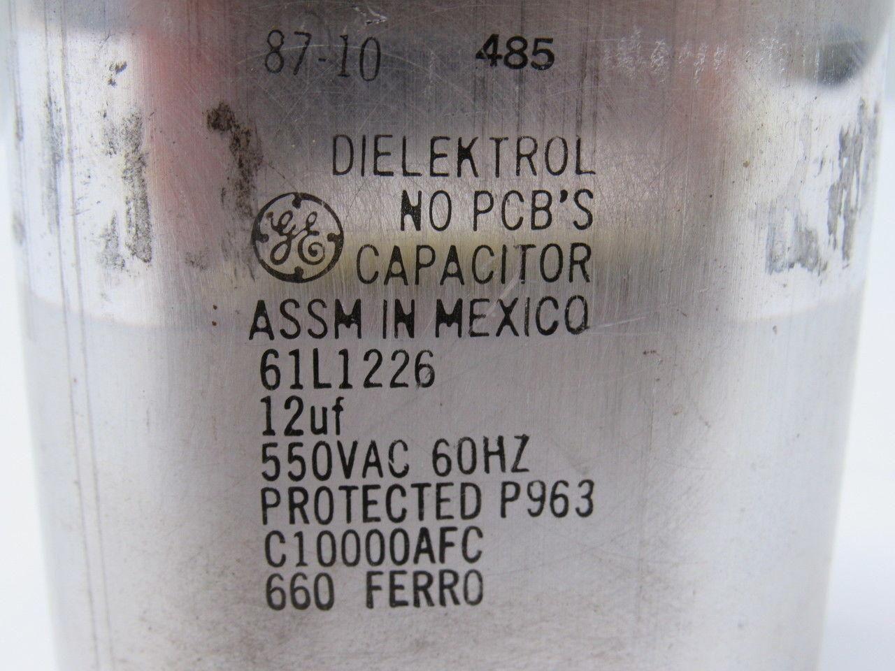 GE DIELEKTROL 61L1226 Capacitor 12uf 550VAC 60Hz Lot/6