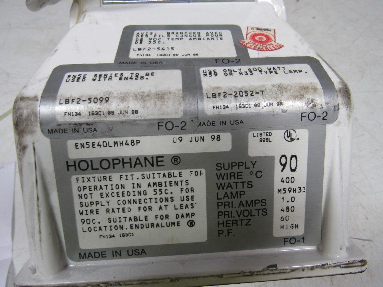 HOLOPHANE EN5E40LMH48P Enduralume Light Fixture 400 Watt 480V 60 Hz Use W/ EN428