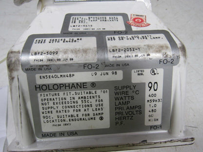 HOLOPHANE EN5E40LMH48P Enduralume Light Fixture 400 Watt 480V 60 Hz Use W/ EN428