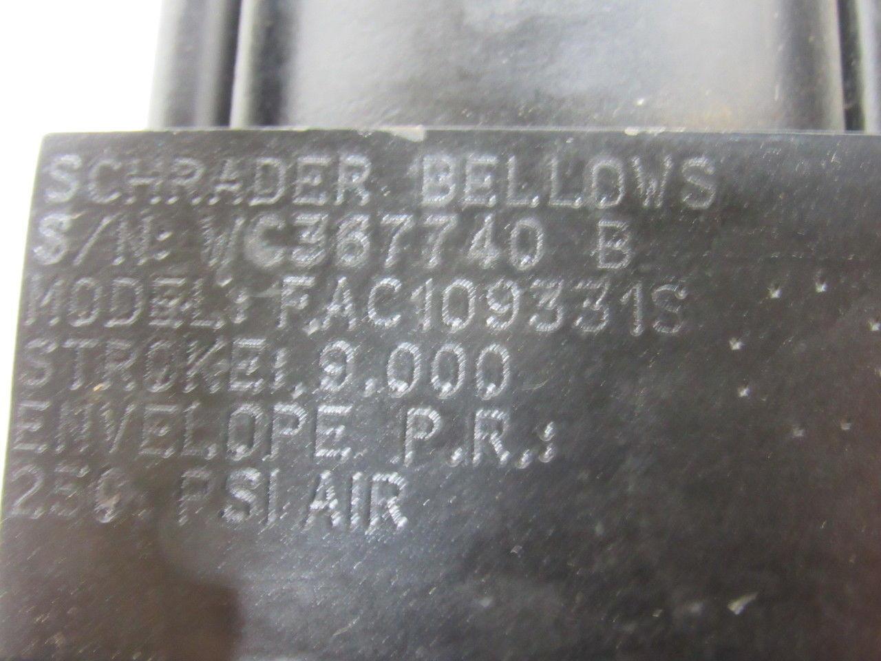 Schrader Bellows FAC109331S Double Pneumatic Cylinder 2.5" Bore x 9"+ 16" Stroke