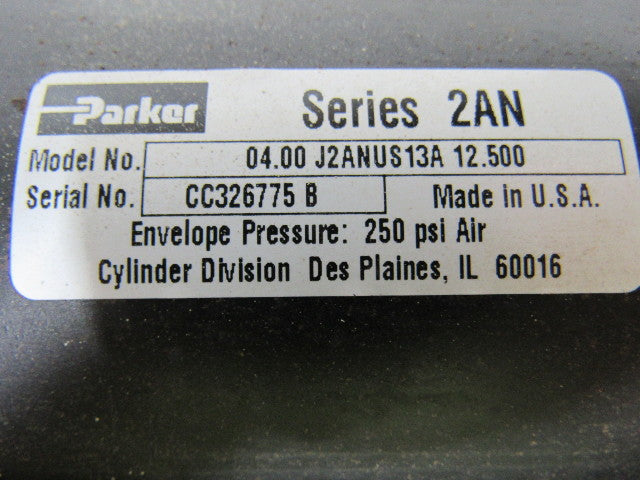 Parker 04.00 J2ANUS13A 12.500 4" Bore X 12.5" Stroke Pneumatic Cylinder