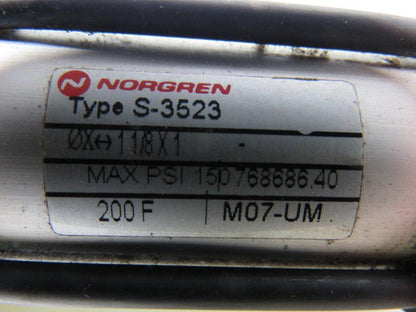 Norgren S-3523 1-1/8" Bore X 1" Stroke Pneumatic Cylinder