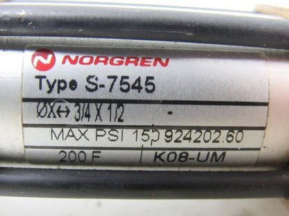Norgren S-7545 3/4" Bore X 1/2" Pneumatic Cylinder Special Tiny Tim