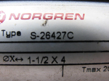 Norgren S-26427C Pneumatic Cylinder 1-1/2" Bore 4" Stroke W/Adjustable Stop