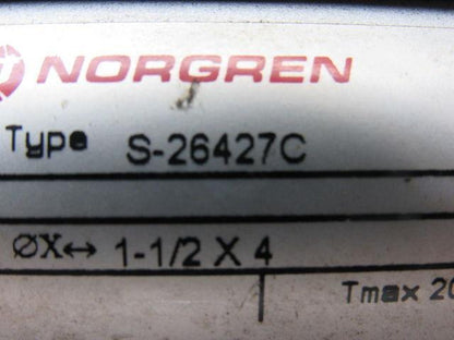 Norgren S-26427C Pneumatic Cylinder 1-1/2" Bore 4" Stroke W/Adjustable Stop