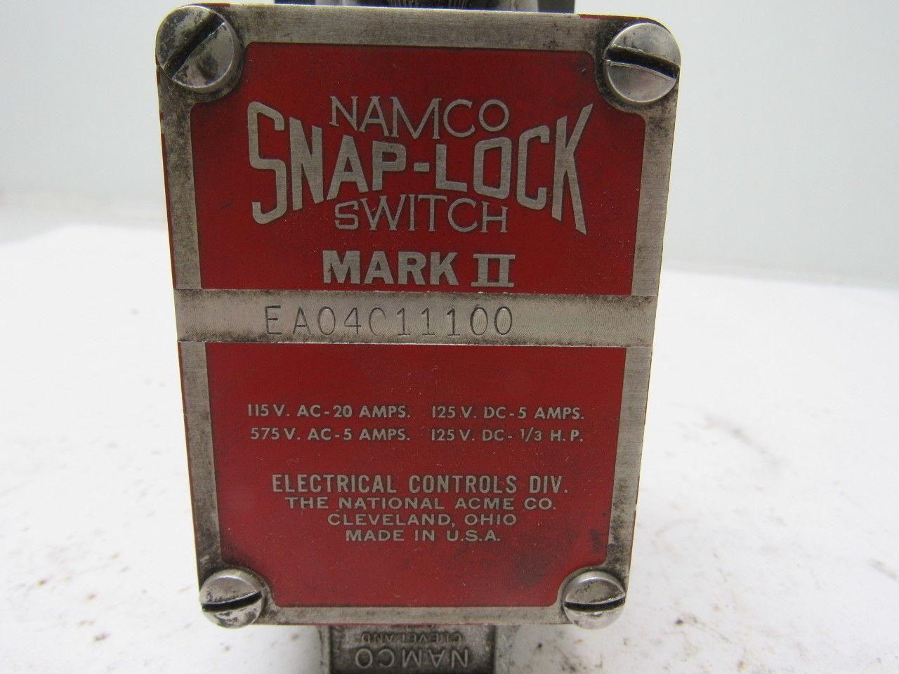 Namco EA04011100 Snap-Lock Limit Switch No Arm New No Box