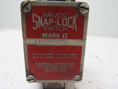Namco EA04011100 Snap-Lock Limit Switch No Arm New No Box