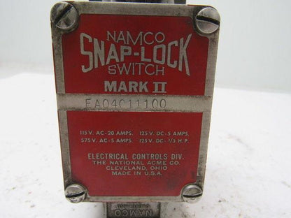 Namco EA04011100 Snap-Lock Limit Switch No Arm New No Box