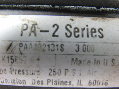 Schrader Bellows PAA102131S 3.000 1-1/2" Bore X 3" Stroke Pneumatic Cylinder
