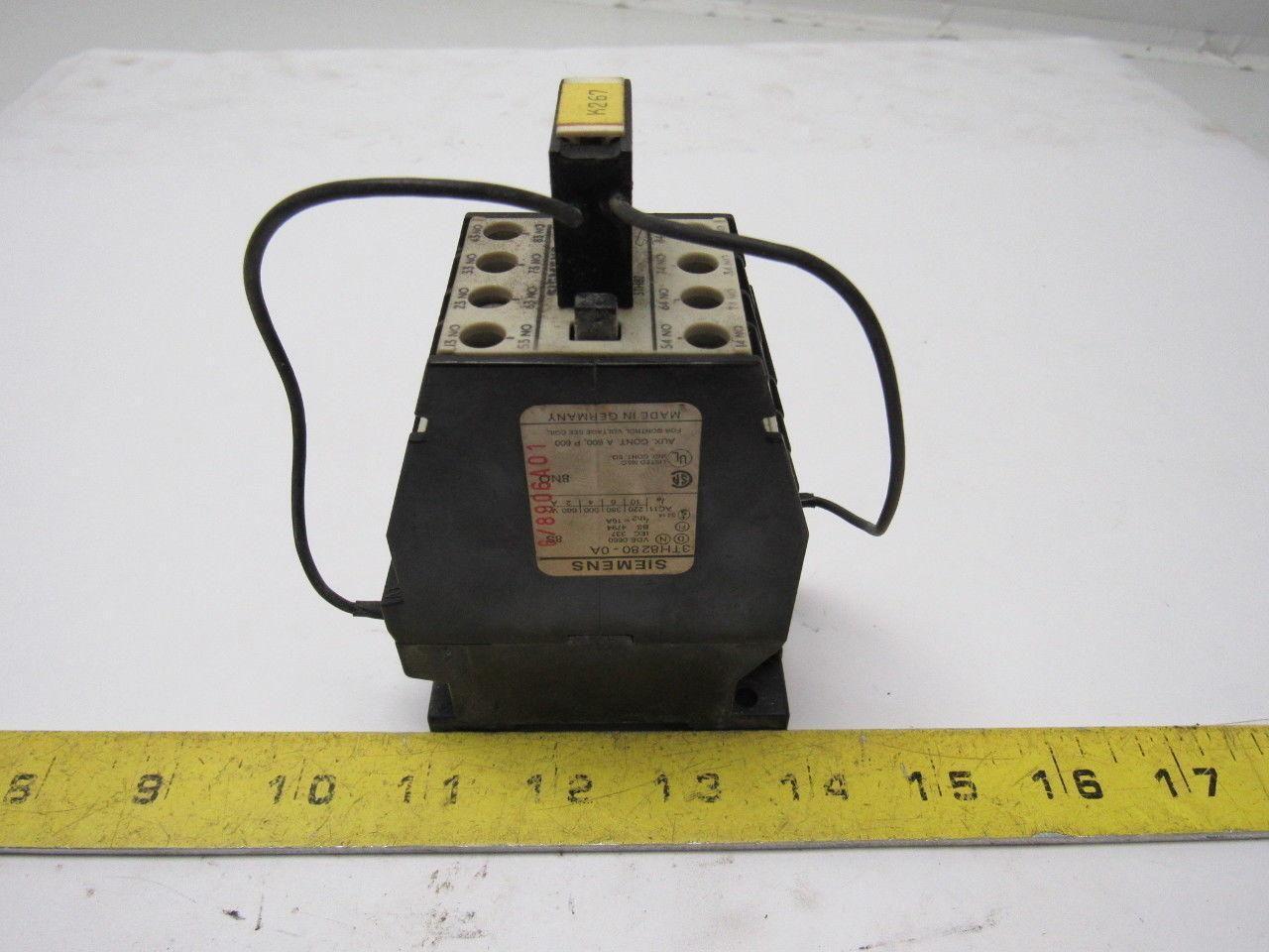 Siemens 3TH8280-0A AC 600V  Contactor 220V Coil 8 N.O. Contacts