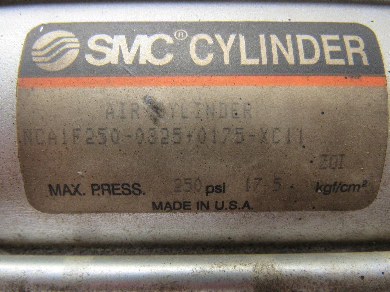 SMC NCA1F250-0325+0175-XC11 2-1/2" Bore X 3-1/2+1-3/4" Stroke Pneumatic Cylinder