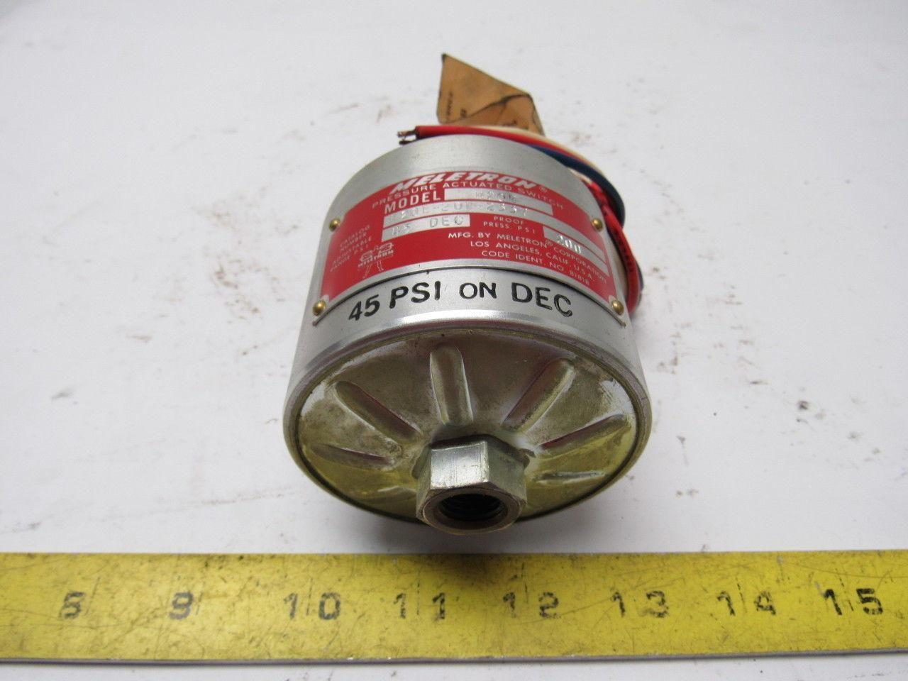 Meletron 420E 20L-2337 Pressure Actuated Switch Proof Press. 200 PSI