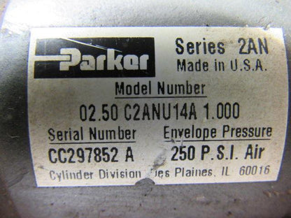 Parker 02.50 C2ANU14A 1.000 Pneumatic Cylinder 2-1/2" Bore X 1" Stroke