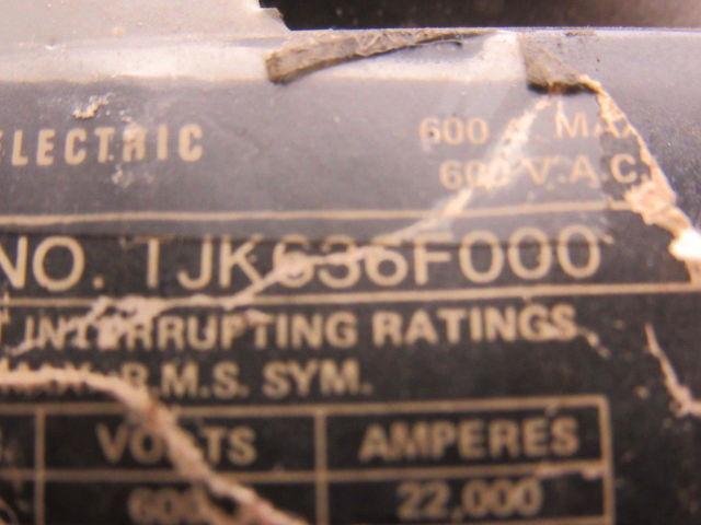 GE General Electric TJK636F000 Molded Case 600A 600V 3 Pole Circuit Breaker