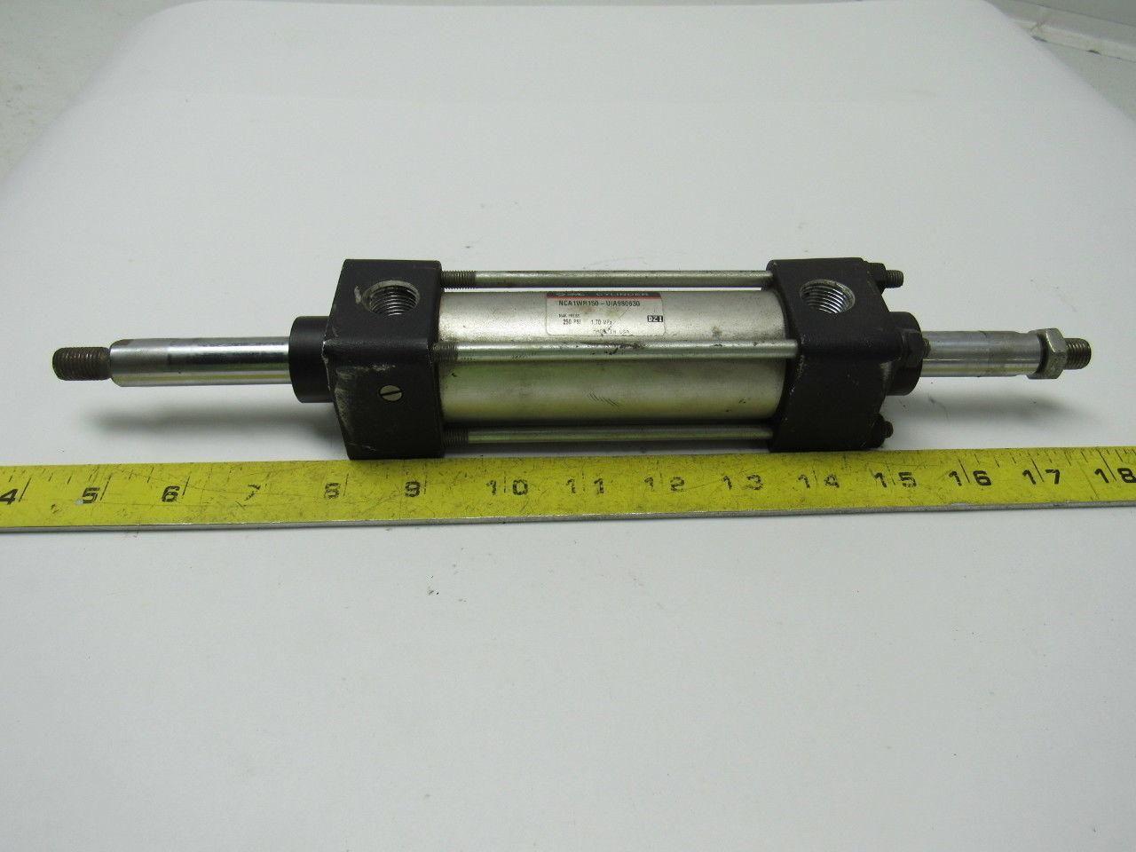 SMC NCA1WR150-UIA980630 Pneumatic Cylinder 1-1/2" Bore X 3" Stroke Double End
