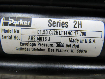 Parker 01.50 CJ2HLTS14AC 17.700 Hydraulic Cylinder 1-1/2" Bore X 13.80" Stroke