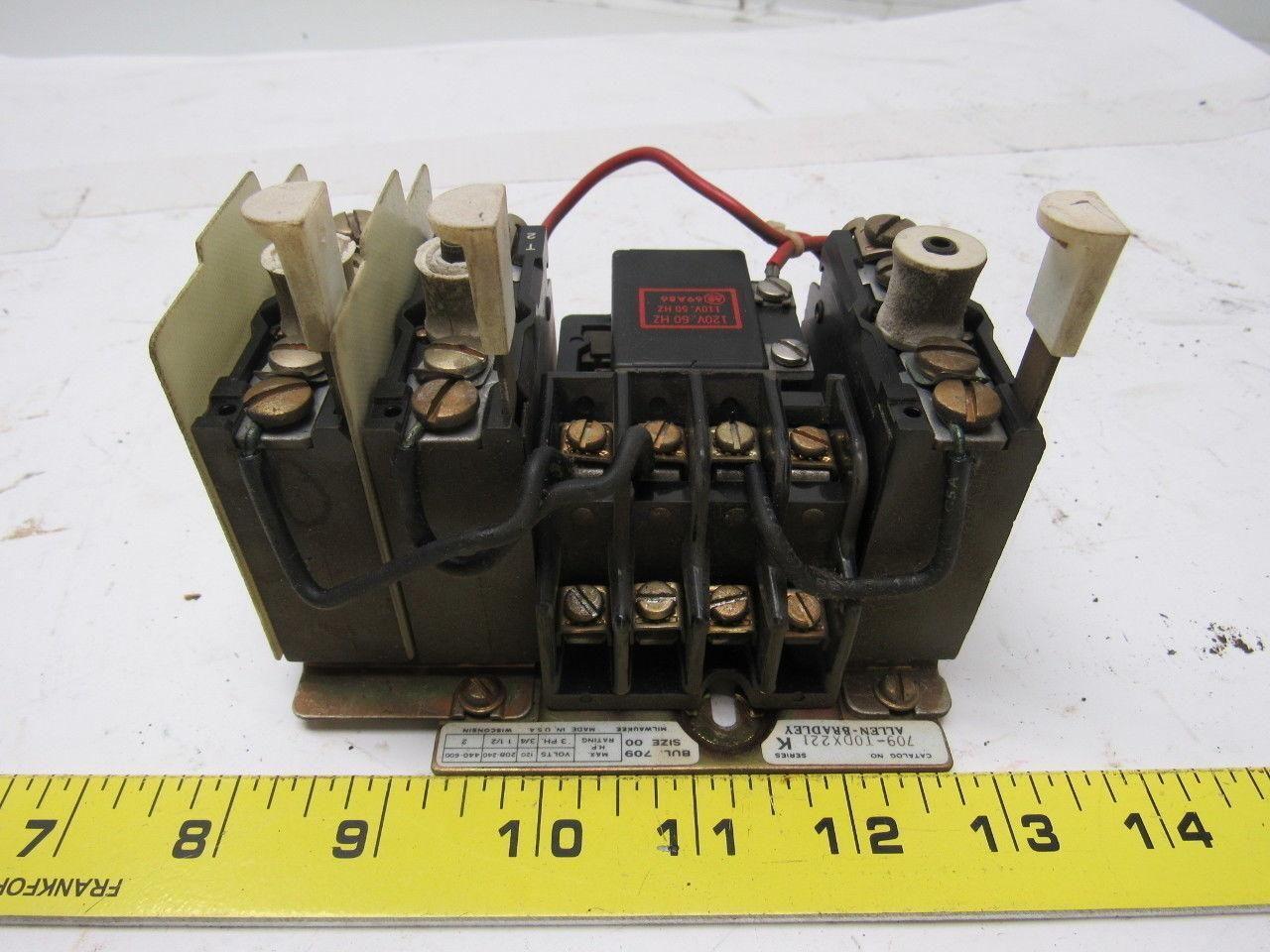 ALLEN BRADLEY 709-T0DX221 Ser K Size 00 Motor Starter Bul.709 3 Ph 2HP Max