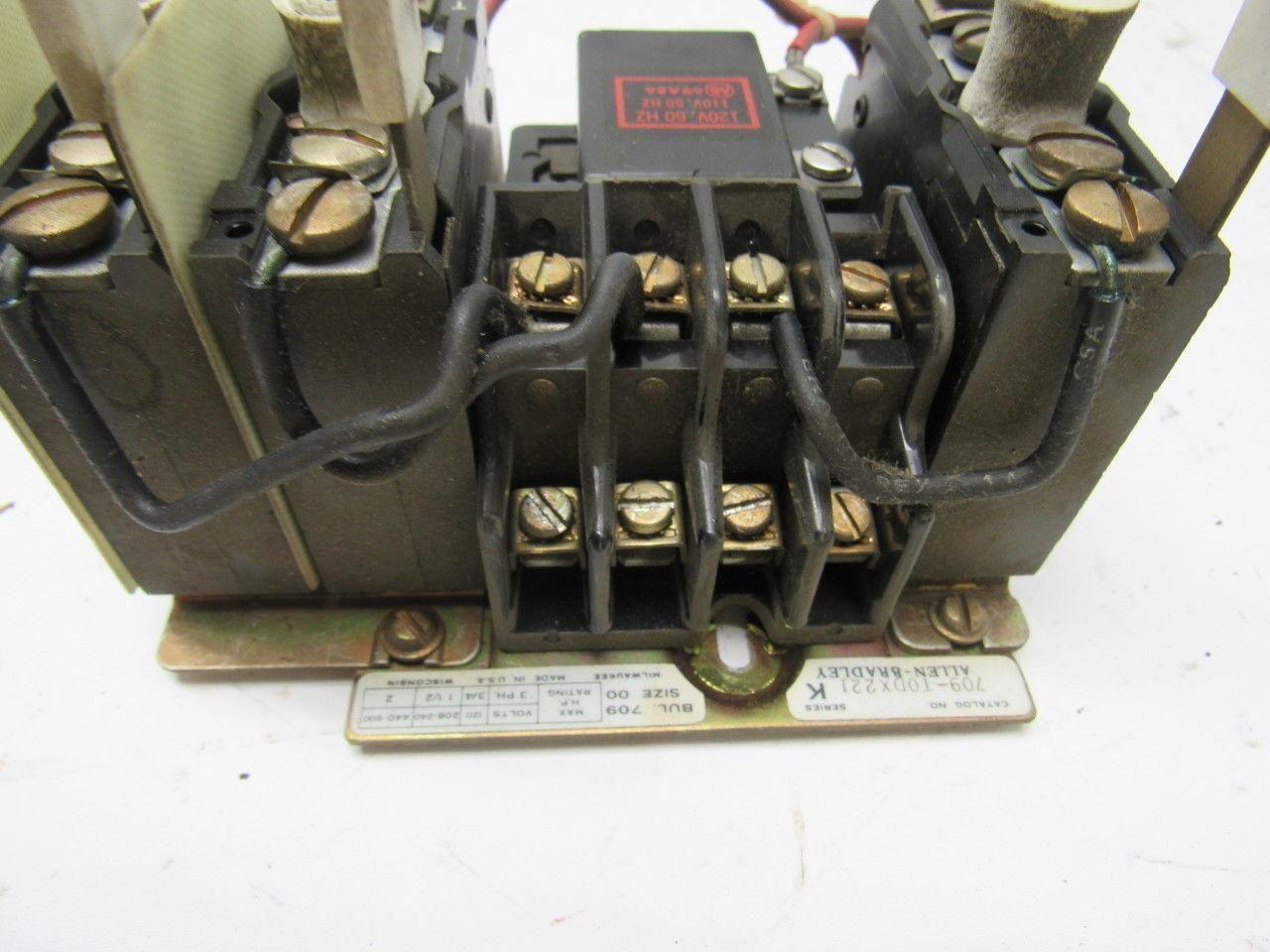 ALLEN BRADLEY 709-T0DX221 Ser K Size 00 Motor Starter Bul.709 3 Ph 2HP Max