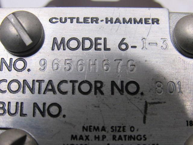 Cutler Hammer 9656H67G Size 0 Reversing Contactors Coil Overload