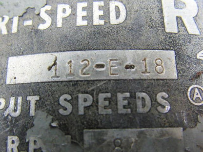 REEVES MOTODRIVE 112-E-18 Vari Speed Drive Parallel 3/4HP 21-84RPM 27.8:1