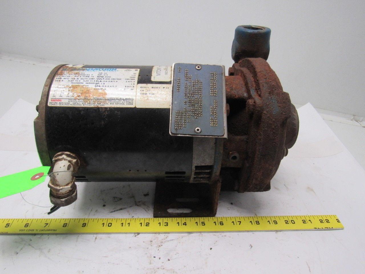 Scot Model 11 Standard 3/4HP 3PH End Suction Centrifugal Pump 1.25" X 1"