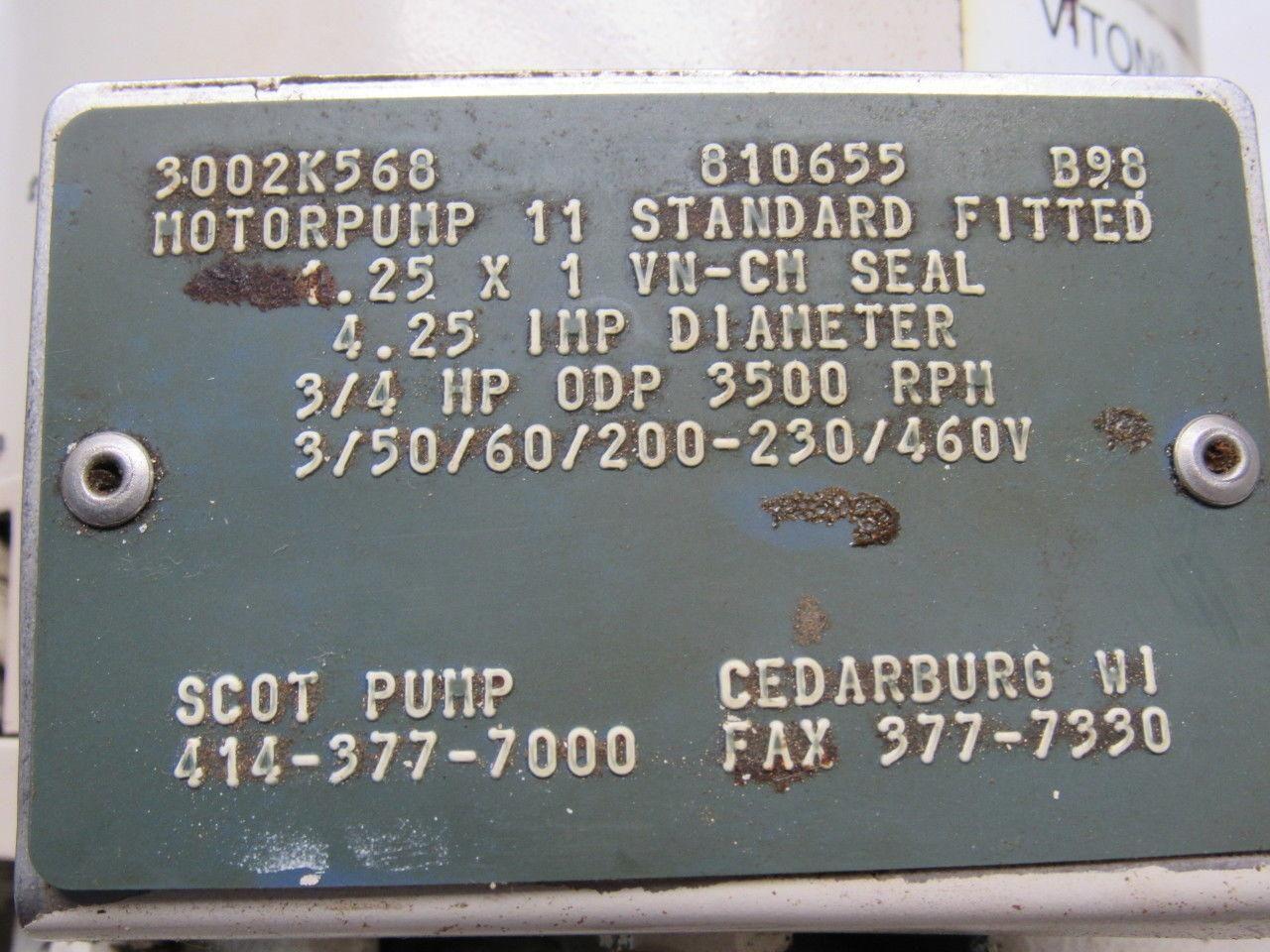 Scot Model 11 Standard 3/4HP 3PH End Suction Centrifugal Pump 1.25" X 1"