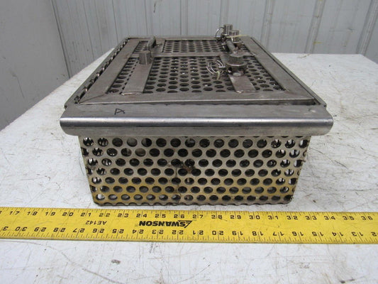 14-1/2" X 11" Stainless Steel Solvent Dip Wash Basket With Compartments & Lid