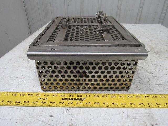 14-1/2" X 11" Stainless Steel Solvent Dip Wash Basket With Compartments & Lid