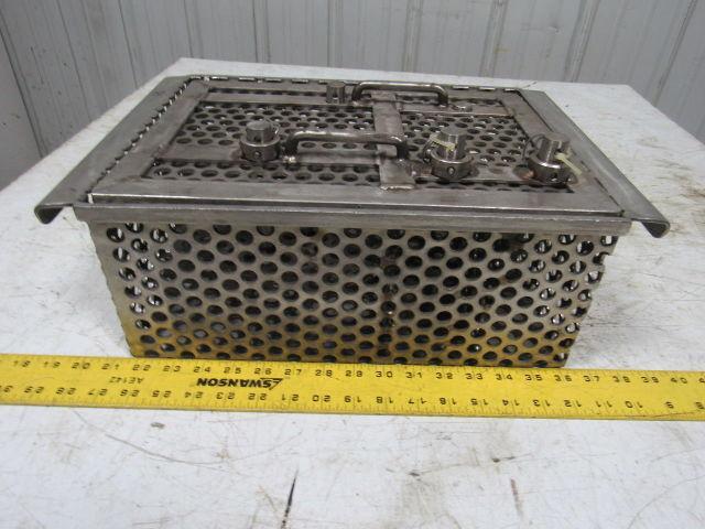 14-1/2" X 11" Stainless Steel Solvent Dip Wash Basket With Compartments & Lid