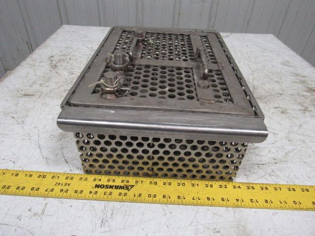 14-1/2" X 11" Stainless Steel Solvent Dip Wash Basket With Compartments & Lid