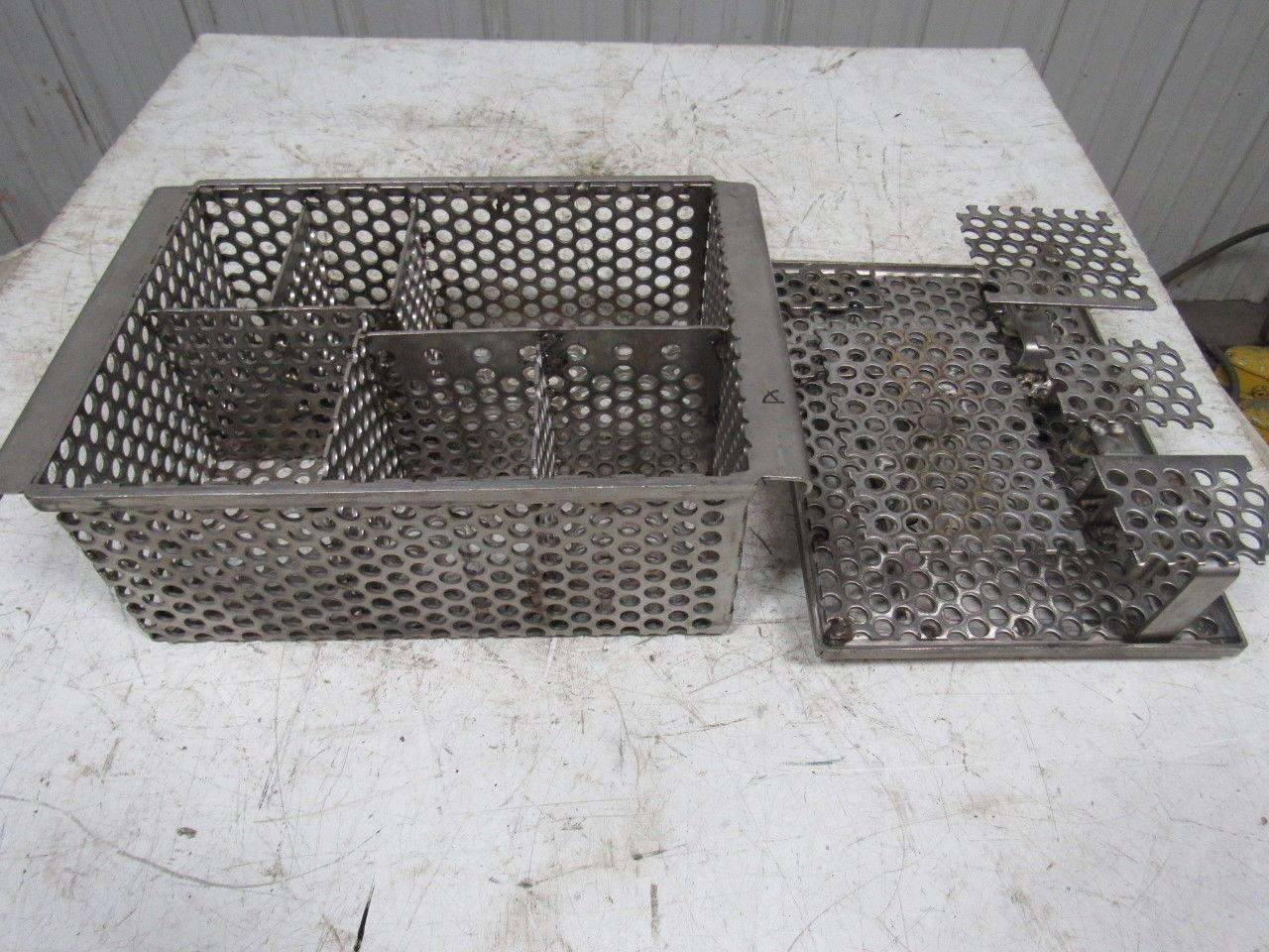 14-1/2" X 11" Stainless Steel Solvent Dip Wash Basket With Compartments & Lid