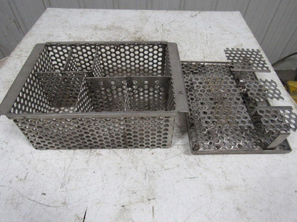 14-1/2" X 11" Stainless Steel Solvent Dip Wash Basket With Compartments & Lid