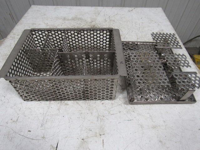 14-1/2" X 11" Stainless Steel Solvent Dip Wash Basket With Compartments & Lid