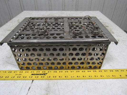 14-1/2" X 11" Stainless Steel Solvent Dip Wash Basket With Compartments & Lid