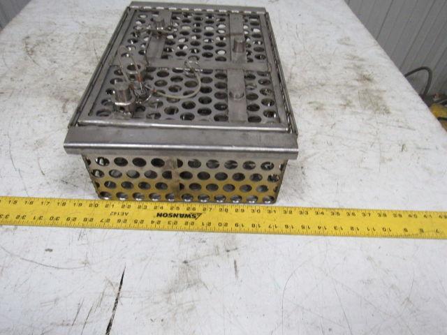 14-1/2" X 11" Stainless Steel Solvent Dip Wash Basket With Compartments & Lid