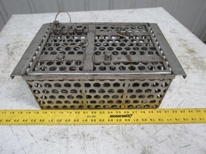 14-1/2" X 11" Stainless Steel Solvent Dip Wash Basket With Compartments & Lid