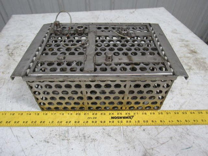 14-1/2" X 11" Stainless Steel Solvent Dip Wash Basket With Compartments & Lid