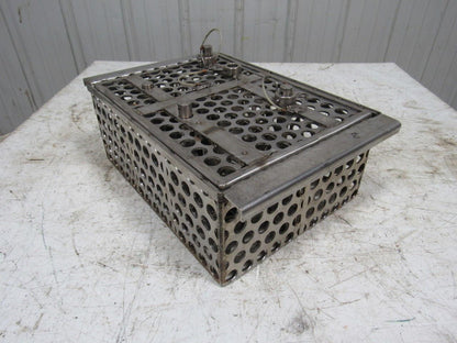 14-1/2" X 11" Stainless Steel Solvent Dip Wash Basket With Compartments & Lid