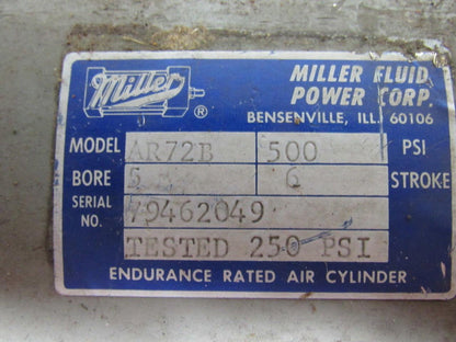 Miller Fluid Power AR72B Pneumatic Cylinder 5" Bore X 6" Stroke