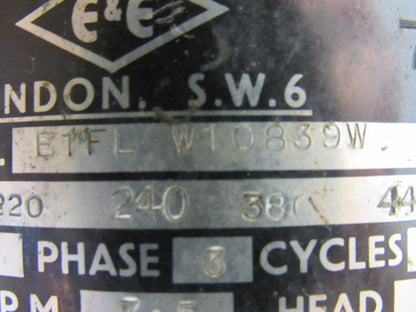 Engines And Electrics Ltd. E1FL W10839W Electric Pump 7.5 GPM 3PH