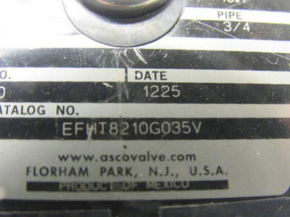 Asco EFHT8210G035V Explosion proof & Watertight Solenoid Valve 120V 3/4" NPT