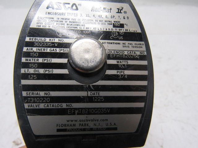 Asco EFHT8210G035V Explosion proof & Watertight Solenoid Valve 120V 3/4" NPT
