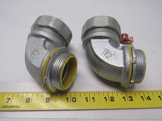 Crouse Hinds Co LBT15090GC 1-1/2" 90° Grounded Liquidtight Connector Lot of 2