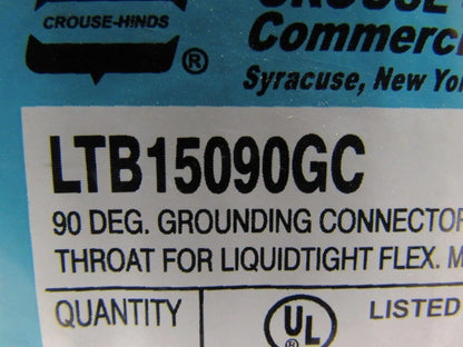 Crouse Hinds Co LBT15090GC 1-1/2" 90° Grounded Liquidtight Connector Lot of 2