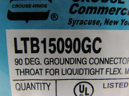 Crouse Hinds Co LBT15090GC 1-1/2" 90° Grounded Liquidtight Connector Lot of 2