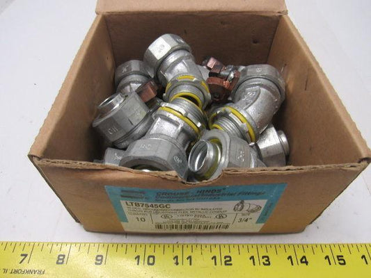 Crouse Hinds Co LTB7545GC 3/4"  45° Connector Ground Lug Insulated Lot of 10