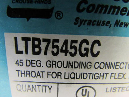 Crouse Hinds Co LTB7545GC 3/4"  45° Connector Ground Lug Insulated Lot of 10